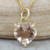 Heart Cut Morganite Diamond Halo Claw Prong Pendant Yellow Gold LS5734
