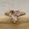 Heart Cut Peach Morganite Engagement Ring Claw Prongs Rose Gold LS5825