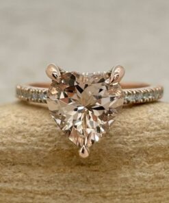 Heart Cut Peach Morganite Engagement Ring Claw Prongs Rose Gold LS5825