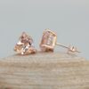 Heart Cut Peach Morganite Stud Earrings Claw Prongs Rose Gold LS5744