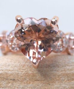Heart Peachy Pink Morganite Diamond Engagement Ring Rose Gold LS5900