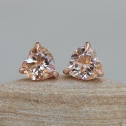Heart Shaped Morganite Earrings with Diamonds 14k Rose Gold LS5744