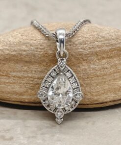 IGI Certified Teardrop Lab Diamond Pendant White Gold Platinum LS6482