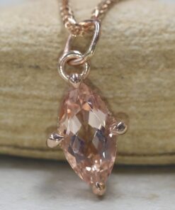 Marquise Cut Peach Pink Morganite Pendant Claw Prongs Rose Gold LS5735
