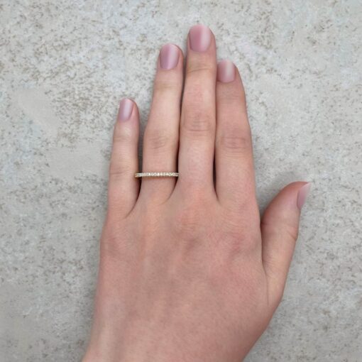 Natural Lab Diamond Round Cut Stacking Wedding Ring Rose Gold LS2073