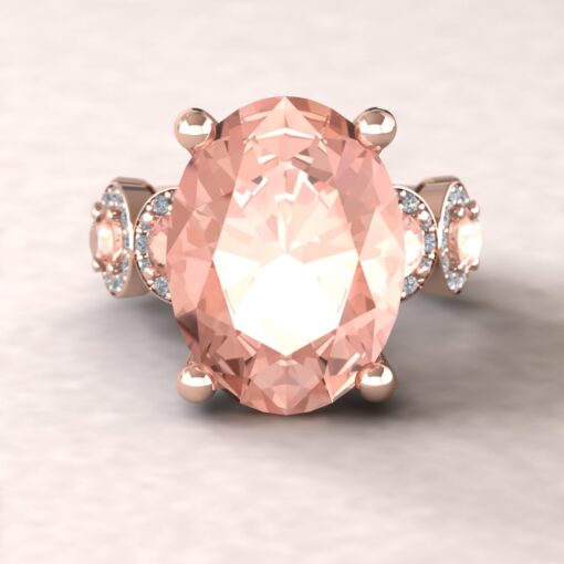 Oval Cut Peach Pink Morganite Diamond Engagement Ring Rose Gold LS5902
