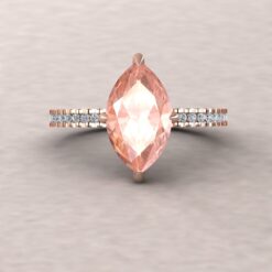 Peachy Pink Morganite Engagement Ring Diamond Shank Rose Gold LS5731