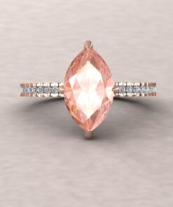 Peachy Pink Morganite Engagement Ring Diamond Shank Rose Gold LS5731