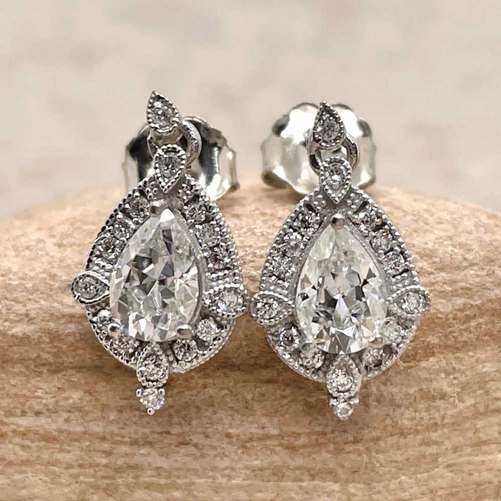 Pear Cut IGI Certified Lab Diamond Earrings White Gold Platinum LS6481