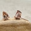 Pear Cut Peach Morganite Diamond Side Halo Earrings Rose Gold LS5746