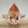 Pear Cut Peach Morganite Engagement Ring Diamond Halo Rose Gold LS5725