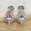 Pure Pink Morganite Earrings Diamond Halos White Gold Platinum LS6511