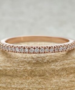 Round Cut Lab Diamond Classic Stacking Wedding Ring Rose Gold LS2073