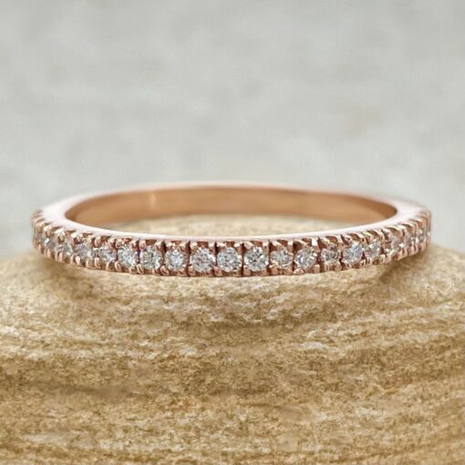 Round Cut Lab Diamond Classic Stacking Wedding Ring Rose Gold LS2073