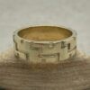 Two Toned Man's Wedding Ring with Engraving in 14k Yellow Gold LS5100