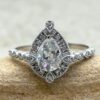 Vintage Pear Engagement Ring Milgrain Halo White Gold Platinum LS6477