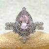 Vintage Pink Morganite Engagement Ring Set White Gold Platinum LS6533