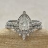 Vintage Style Diamond Crown Engagement Set White Gold Platinum LS6506