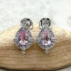 Vintage Style Rare Pink Morganite Earrings White Gold Platinum LS6511