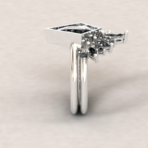 Custom Kit-Cut Salt and Pepper Diamond bridal set in platinum - Image 5