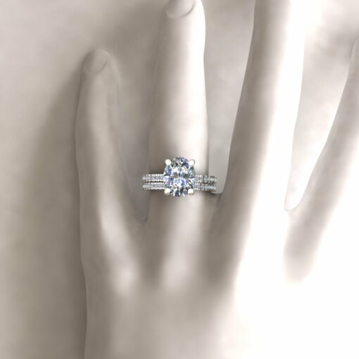 Custom Oval Moissanite and Diamond Bridal Set - Image 2