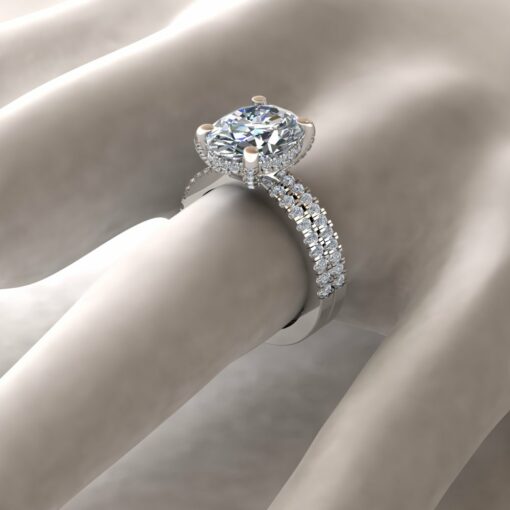 Custom Oval Moissanite and Diamond Bridal Set - Image 3