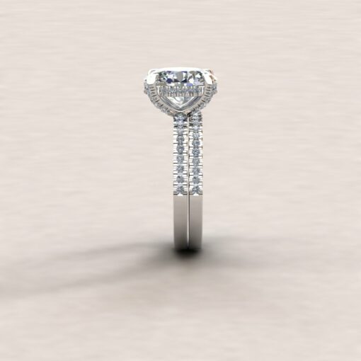 Custom Oval Moissanite and Diamond Bridal Set - Image 4