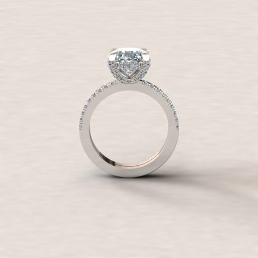 Custom Oval Moissanite and Diamond Bridal Set - Image 5