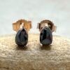 Black Diamond Earrings Pear Cut 5x3mm Studs in 14k Rose Gold LS6513