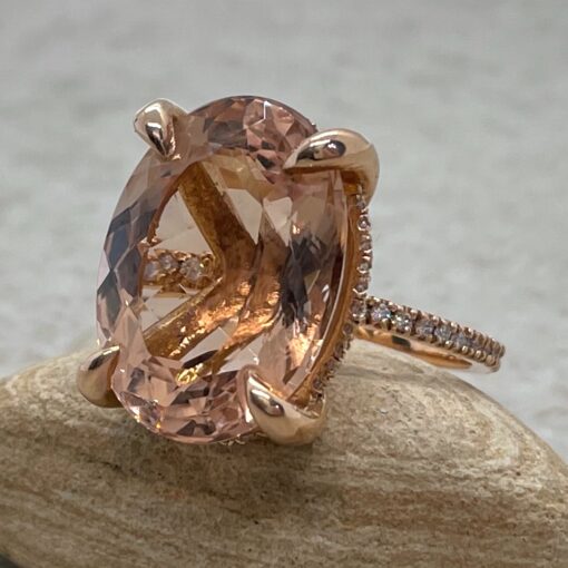 Oval Morganite Engagement Ring with Diamonds 14k Rose Gold LS5394
