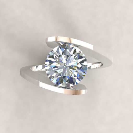 Custom tension set moissanite ring in 14k white gold - Image 5