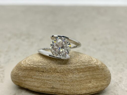 Custom tension set moissanite ring in 14k white gold - Image 2