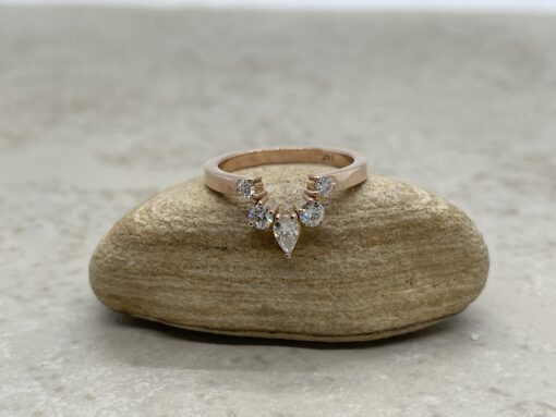 Custom moissanite crown band in 14k rose gold - Image 2