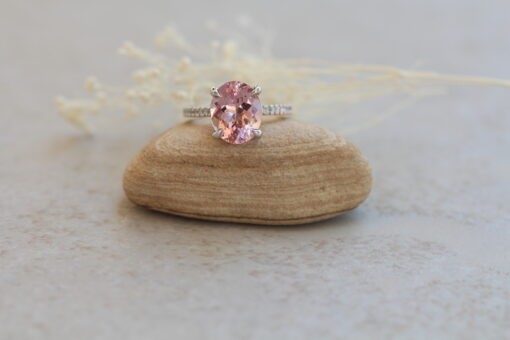 Custom pure pink 9mm round Beverly Collection Ring with 6 prongs - Image 3