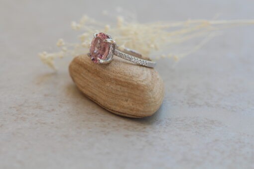 Custom pure pink 9mm round Beverly Collection Ring with 6 prongs - Image 4