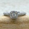 Round Diamond Engagement Ring 3mm with Side Halo 14k White Gold LS885