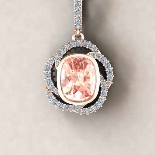 Custom Padparadscha Sapphire and Diamond Necklace - Image 4