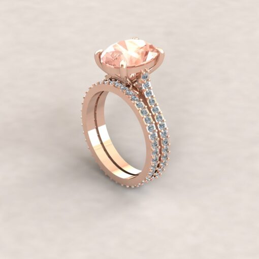 Customized Serina Collection Ring, no side halo, and wedding band - Image 3