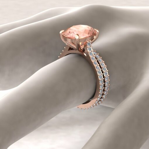 Customized Serina Collection Ring, no side halo, and wedding band - Image 5