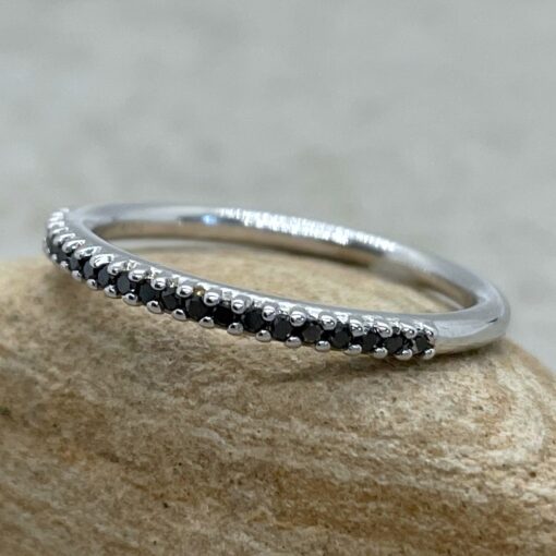 Black Diamond Wedding Ring Half Eternity in 14k White Gold LS1481