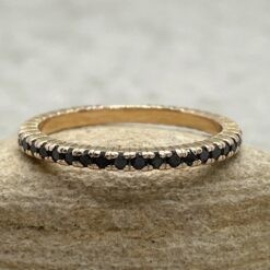 Black Diamond Wedding Ring Half Eternity in Solid 14k Rose Gold LS3857