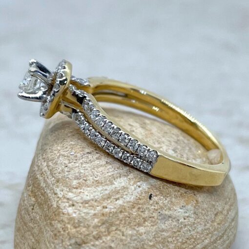 European Shank Diamond Ring with Raised Head in 14k Yellow Gold LS891