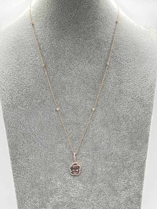 Custom Padparadscha Sapphire and Diamond Necklace - Image 3