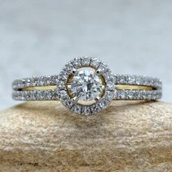 Round Diamond Engagement Ring Split Shank in 14k Yellow Gold LS891