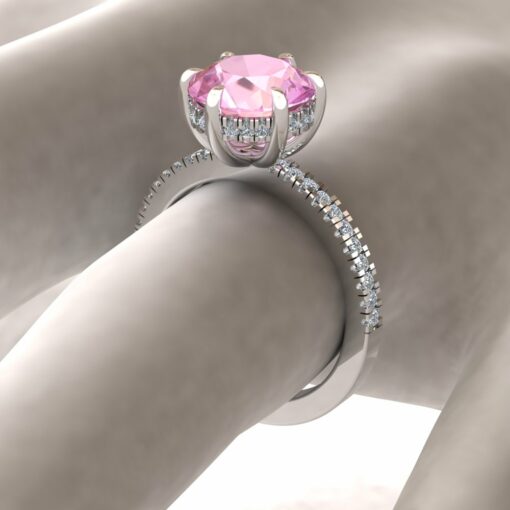 Custom pure pink 9mm round Beverly Collection Ring with 6 prongs for MM - Image 6