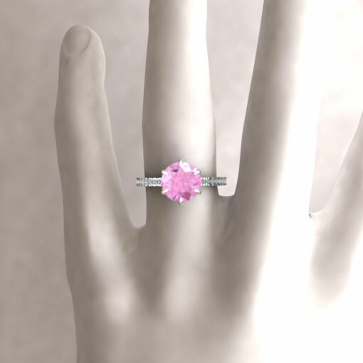 Custom pure pink 9mm round Beverly Collection Ring with 6 prongs for MM - Image 5