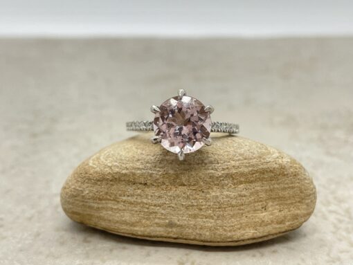 Custom pure pink 9mm round Beverly Collection Ring with 6 prongs for MM - Image 2