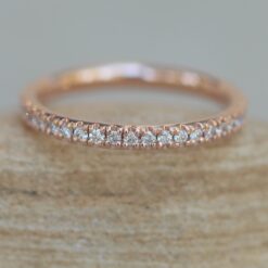 Minimalistic Full Eternity Round Diamond Wedding Band Rose Gold LS6583