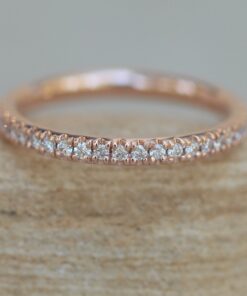 Minimalistic Full Eternity Round Diamond Wedding Band Rose Gold LS6583