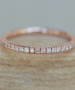 Ring Stack Half Eternity Rounded Diamond Wedding Band Rose Gold LS4115